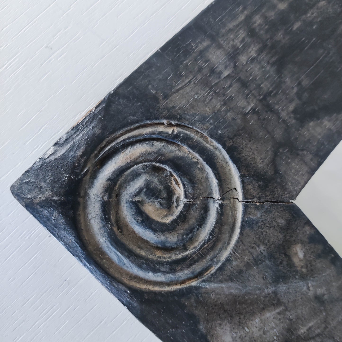 Vintage chunky solid hand carved hardwood wood spiral swirl sculptural mirror