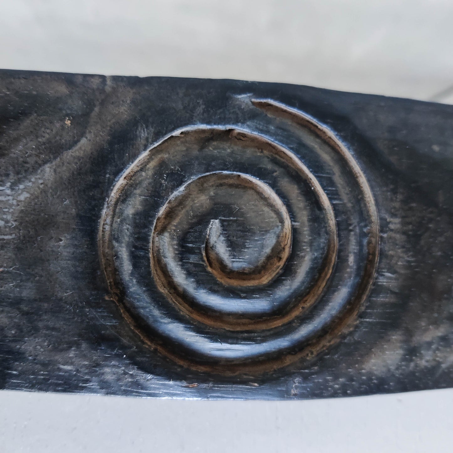 Vintage chunky solid hand carved hardwood wood spiral swirl sculptural mirror