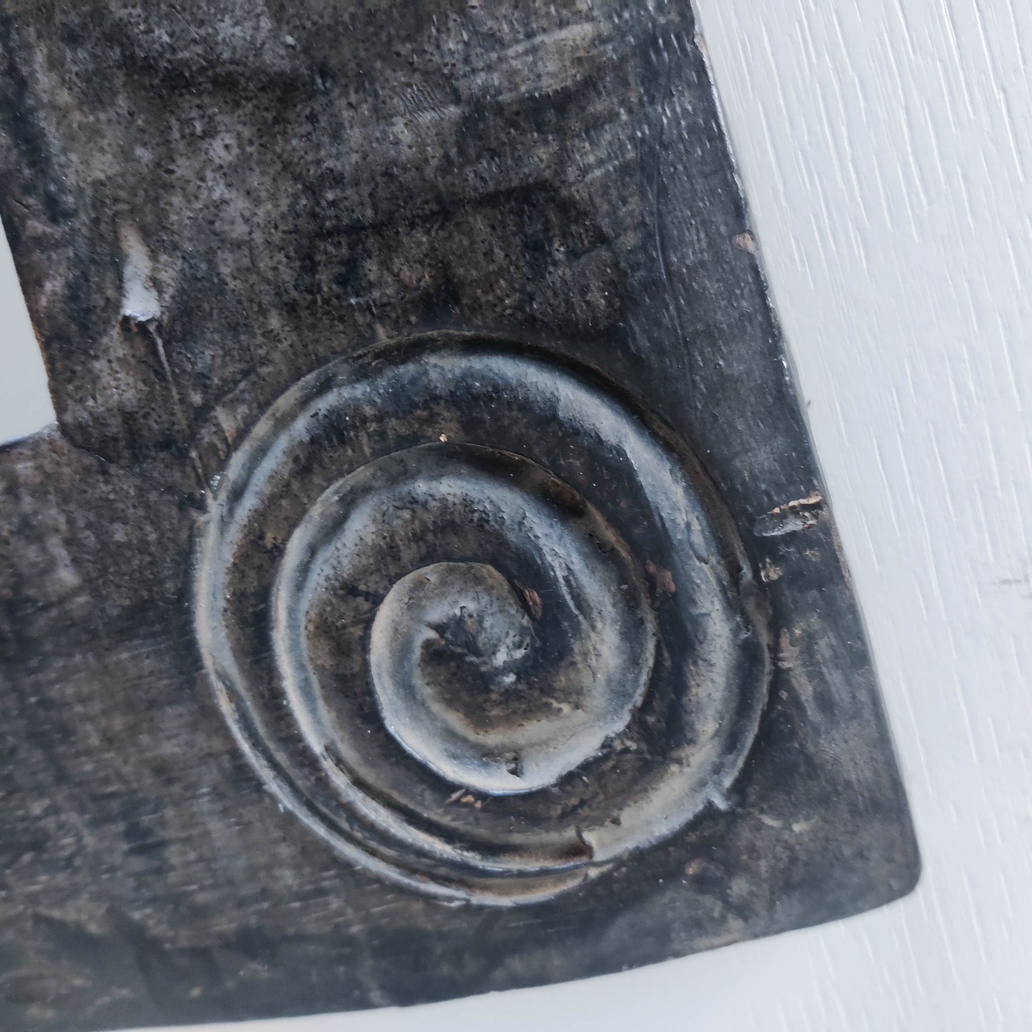 Vintage chunky solid hand carved hardwood wood spiral swirl sculptural mirror