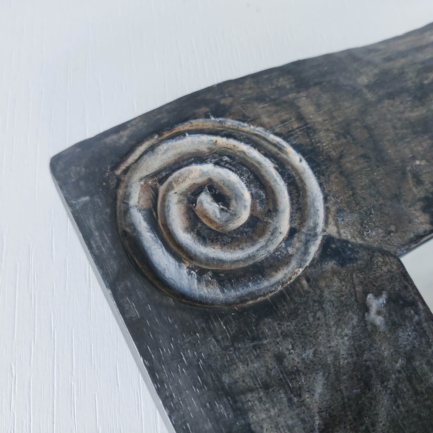 Vintage chunky solid hand carved hardwood wood spiral swirl sculptural mirror