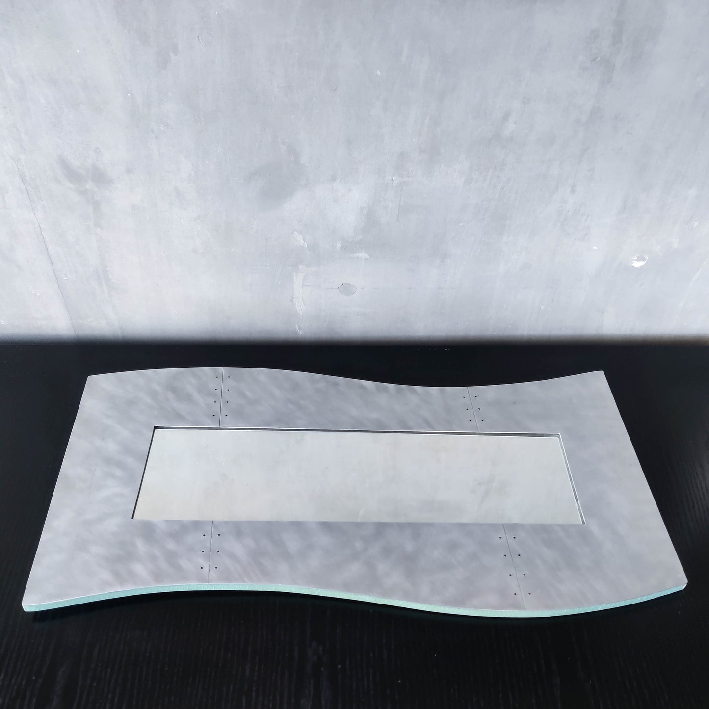 Handmade vintage brushed pieced steel wavy 1990s mirror