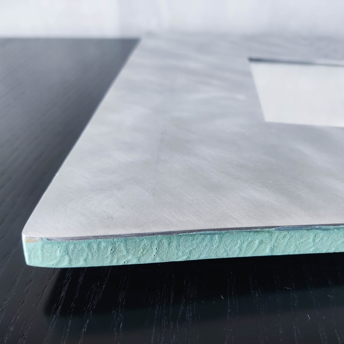 Handmade vintage brushed pieced steel wavy 1990s mirror