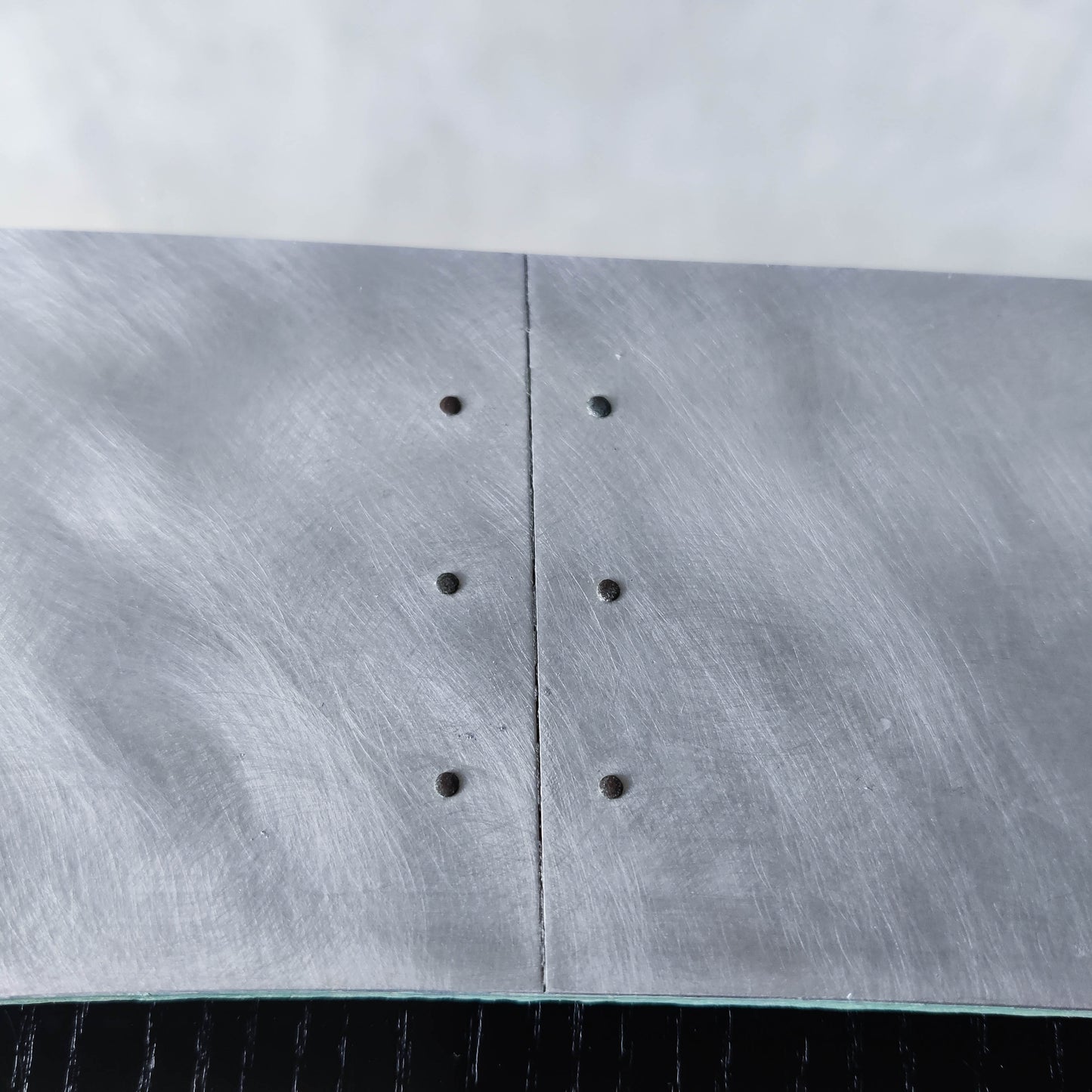 Handmade vintage brushed pieced steel wavy 1990s mirror