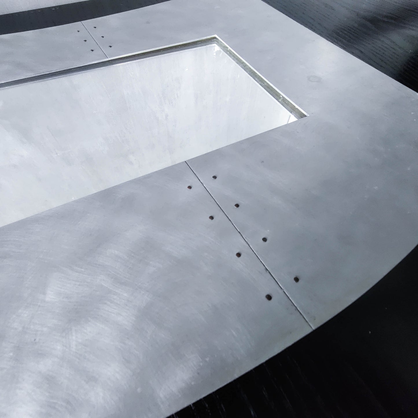 Handmade vintage brushed pieced steel wavy 1990s mirror