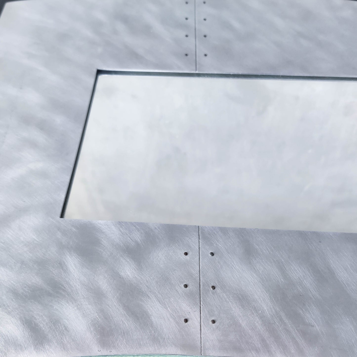 Handmade vintage brushed pieced steel wavy 1990s mirror