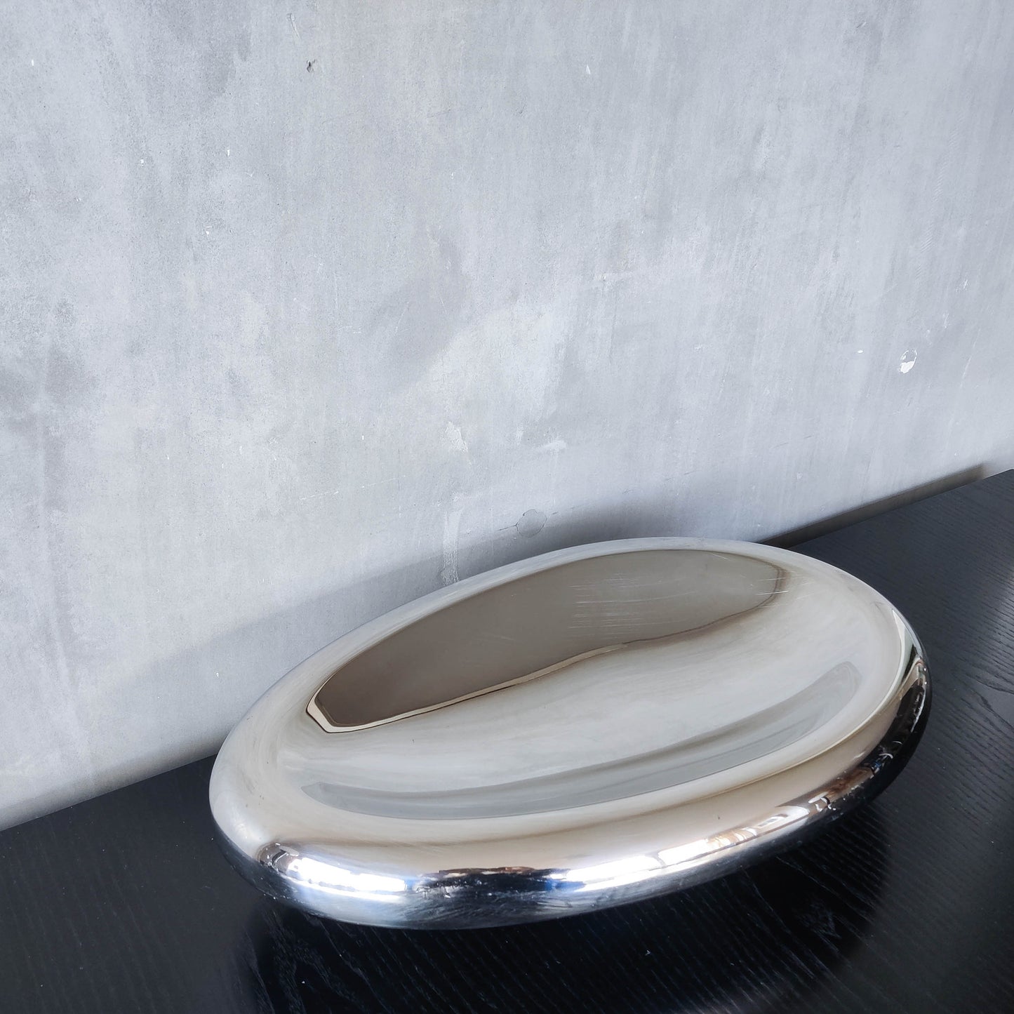 Vintage 00s steel large sculptural centerpiece bowl by architect Nigel Coates for Alessi