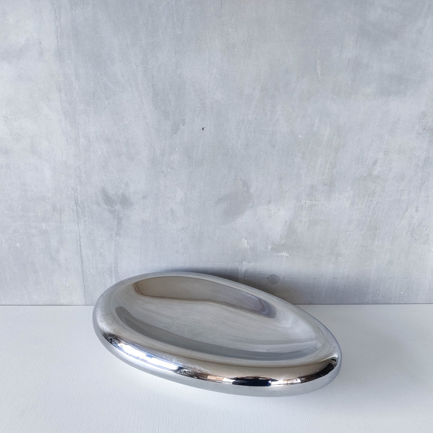 Vintage 00s steel large sculptural centerpiece bowl by architect Nigel Coates for Alessi