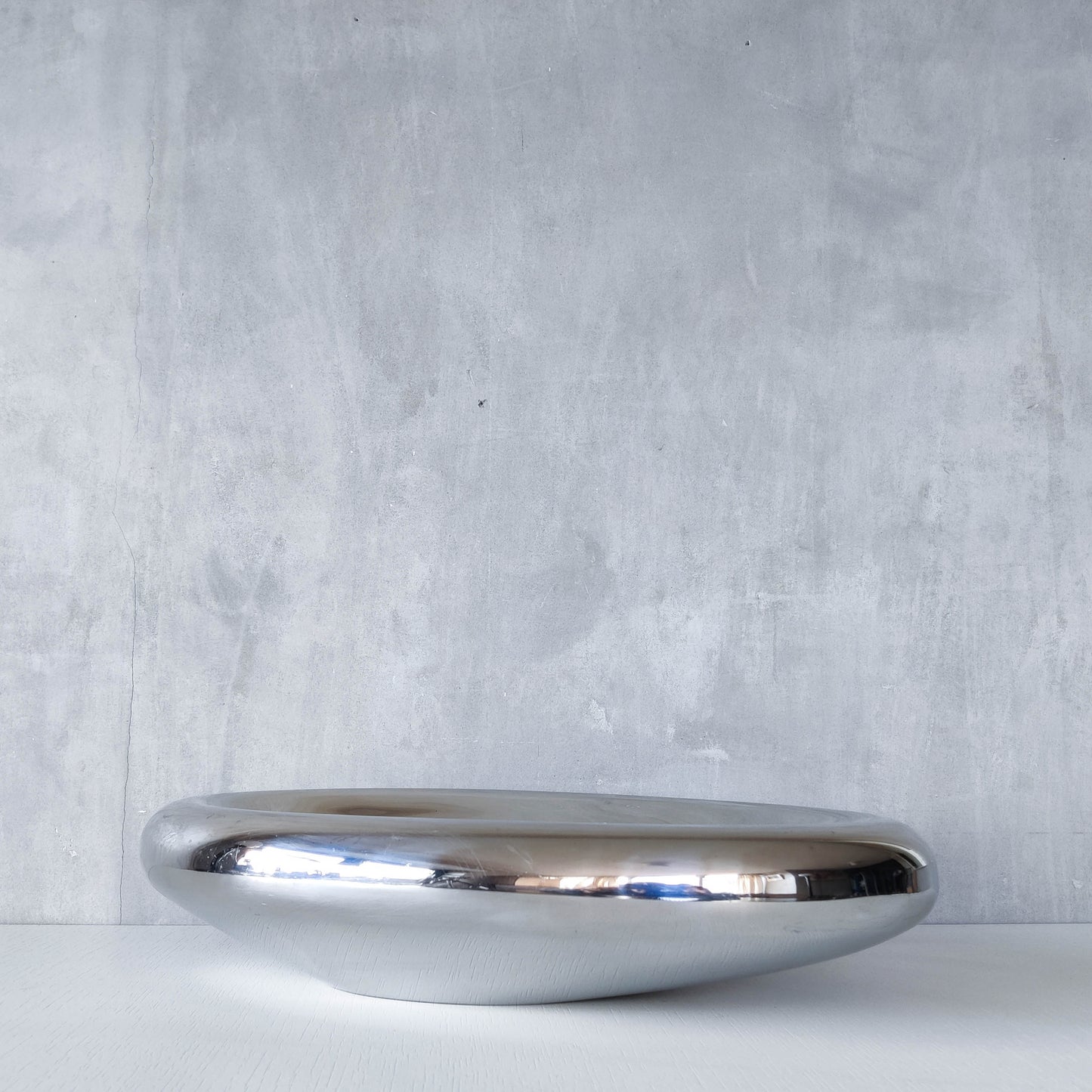 Vintage 00s steel large sculptural centerpiece bowl by architect Nigel Coates for Alessi