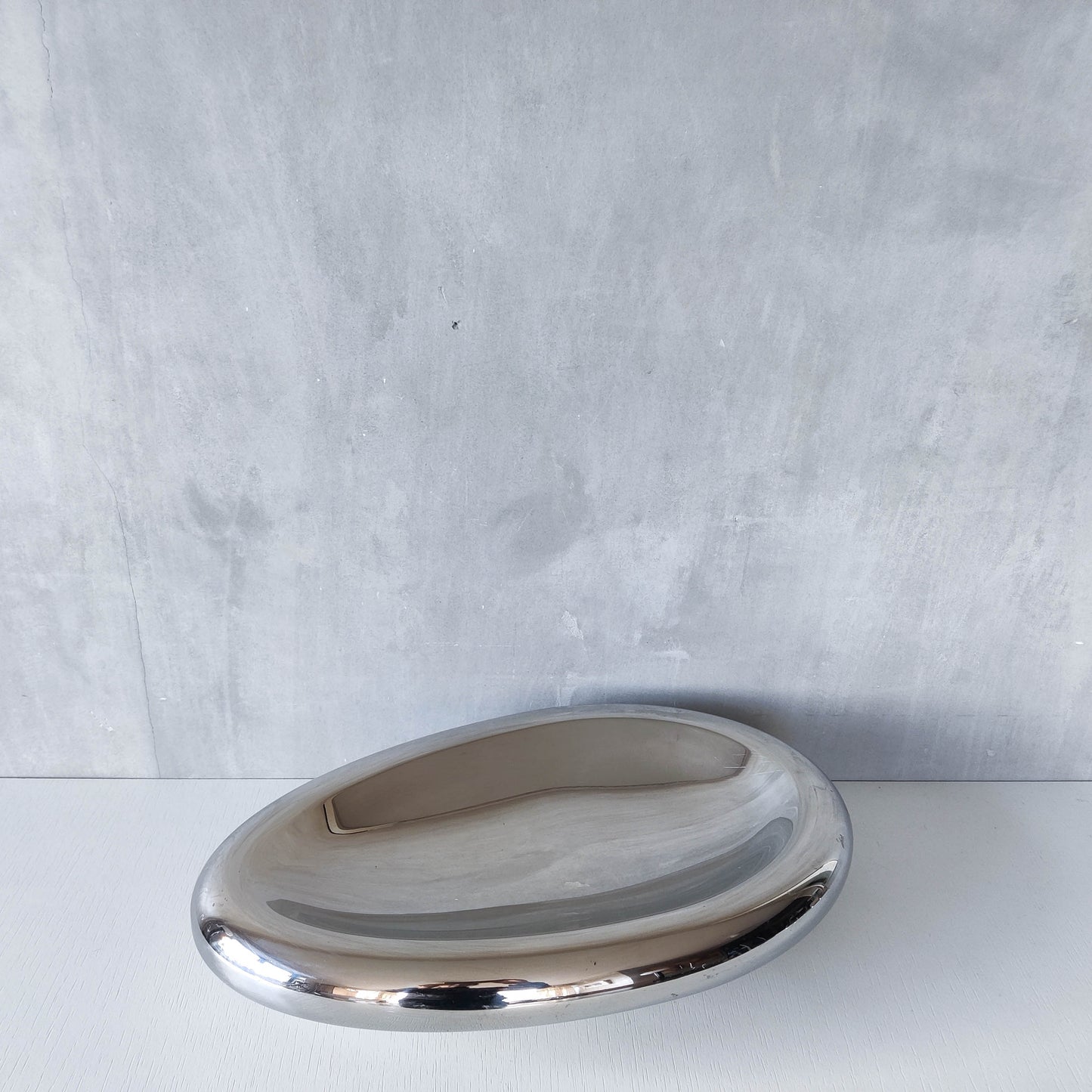 Vintage 00s steel large sculptural centerpiece bowl by architect Nigel Coates for Alessi