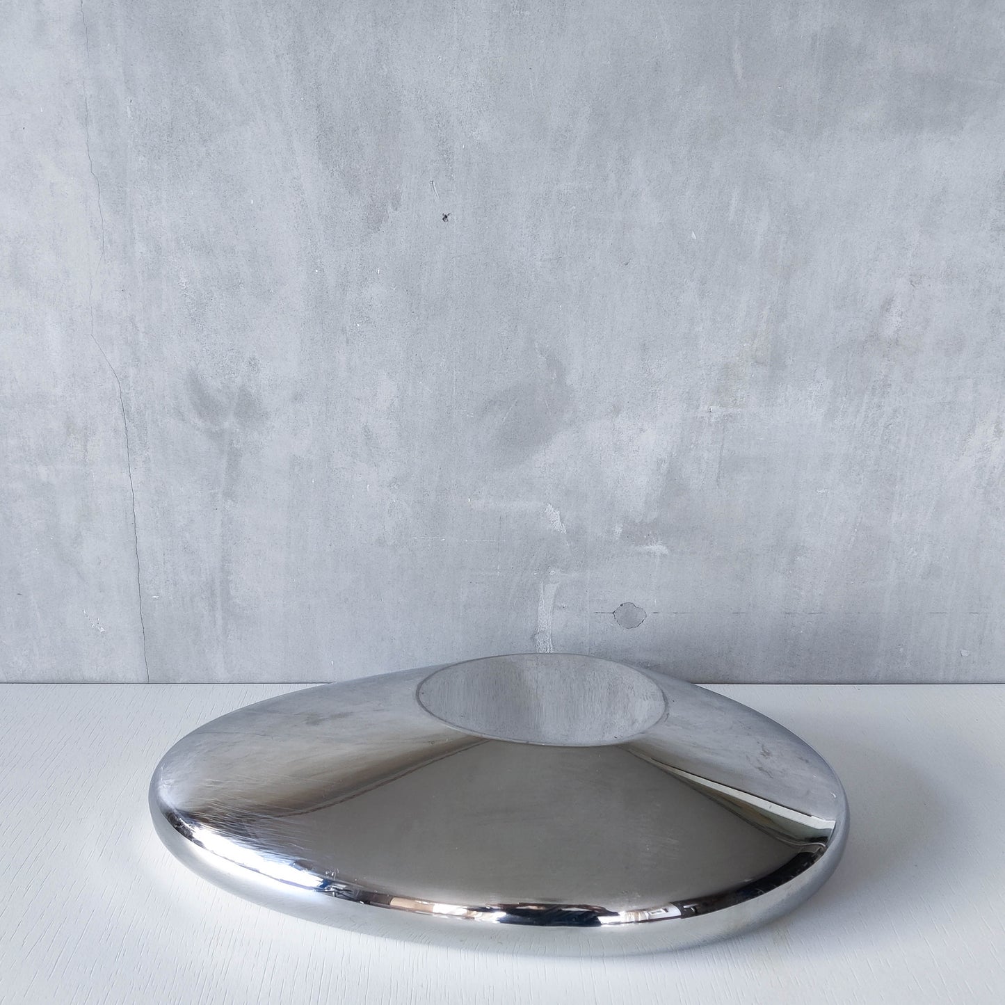 Vintage 00s steel large sculptural centerpiece bowl by architect Nigel Coates for Alessi