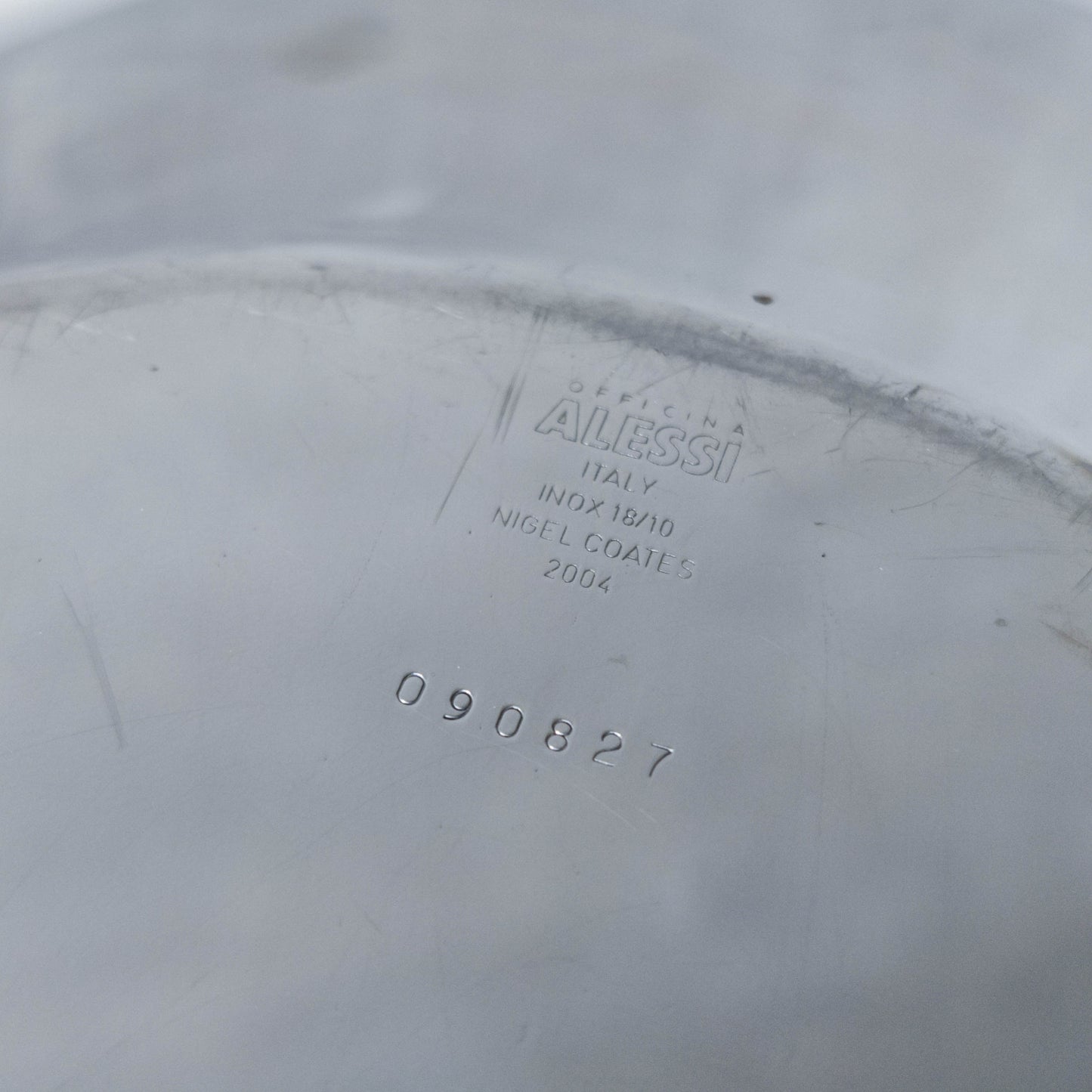 Vintage 00s steel large sculptural centerpiece bowl by architect Nigel Coates for Alessi