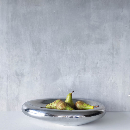 Vintage 00s steel large sculptural centerpiece bowl by architect Nigel Coates for Alessi