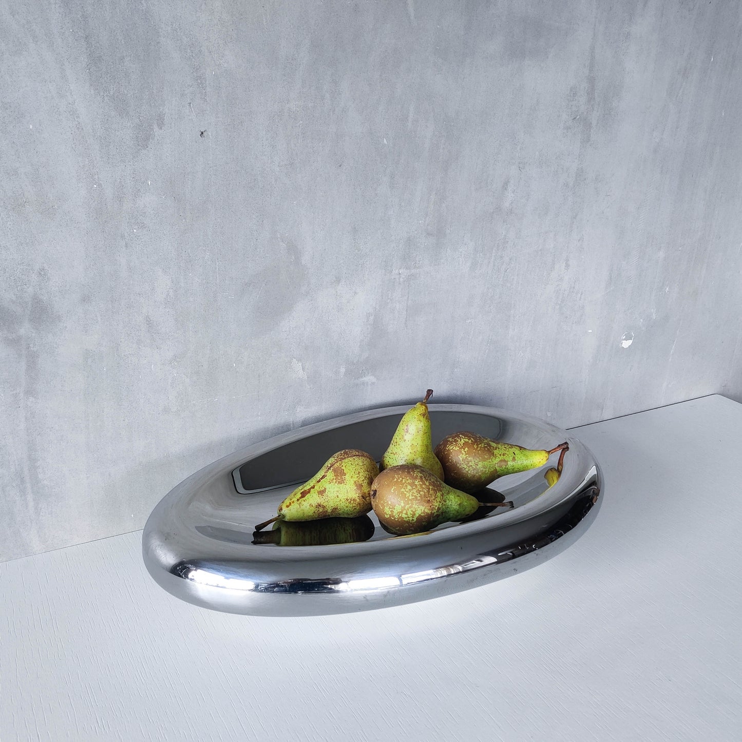 Vintage 00s steel large sculptural centerpiece bowl by architect Nigel Coates for Alessi