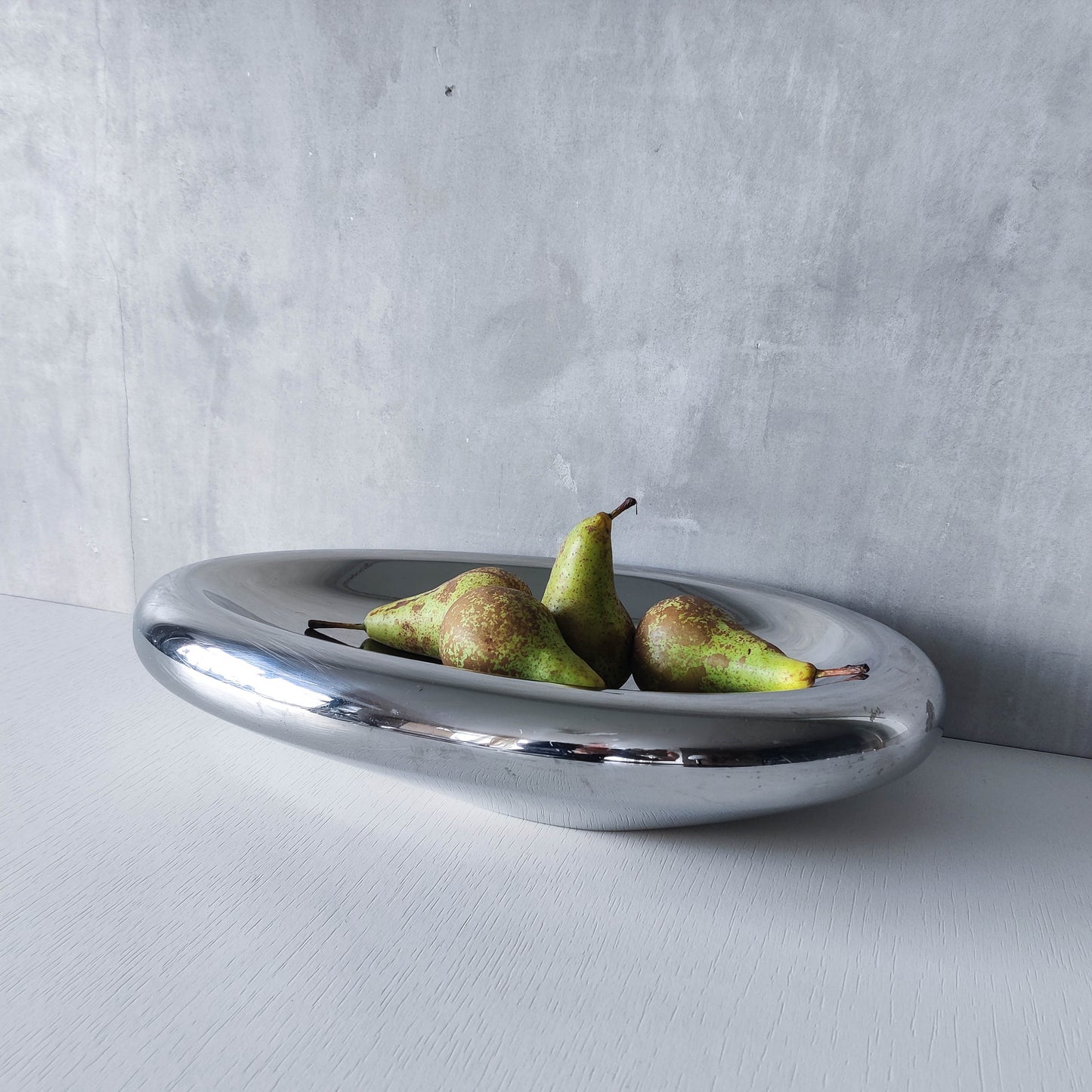 Vintage 00s steel large sculptural centerpiece bowl by architect Nigel Coates for Alessi