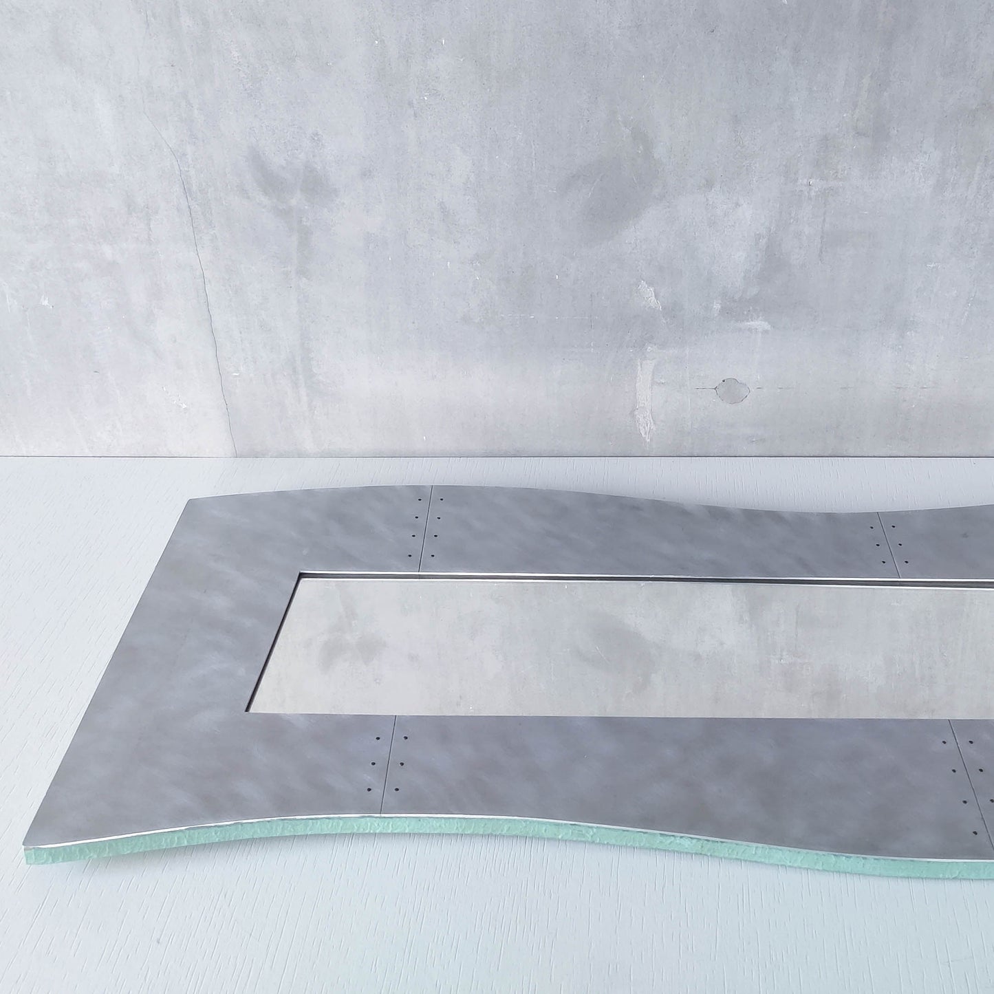 Handmade vintage brushed pieced steel wavy 1990s mirror