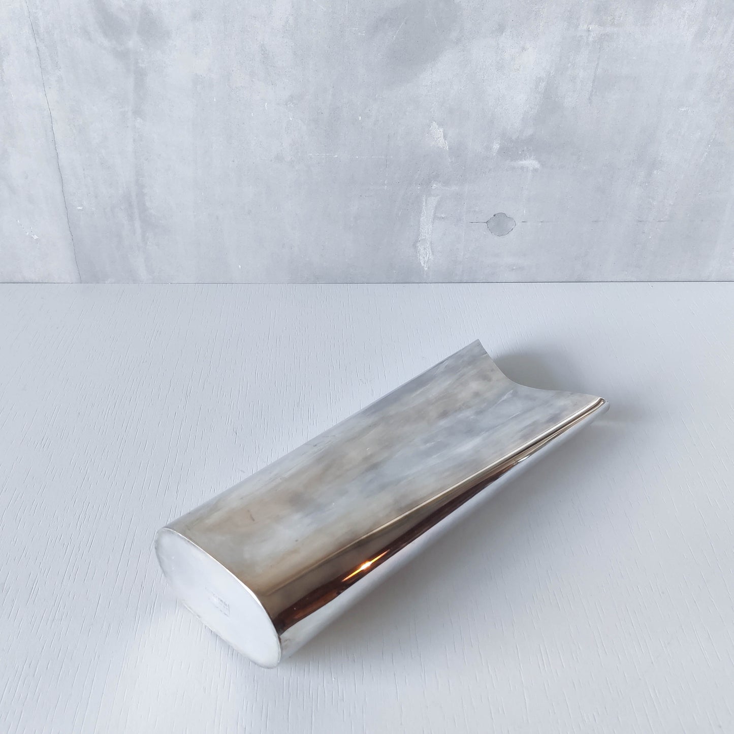 1980s Guido Niest Fala Atelier made in Italy silver plated modernist vase handmade Italy