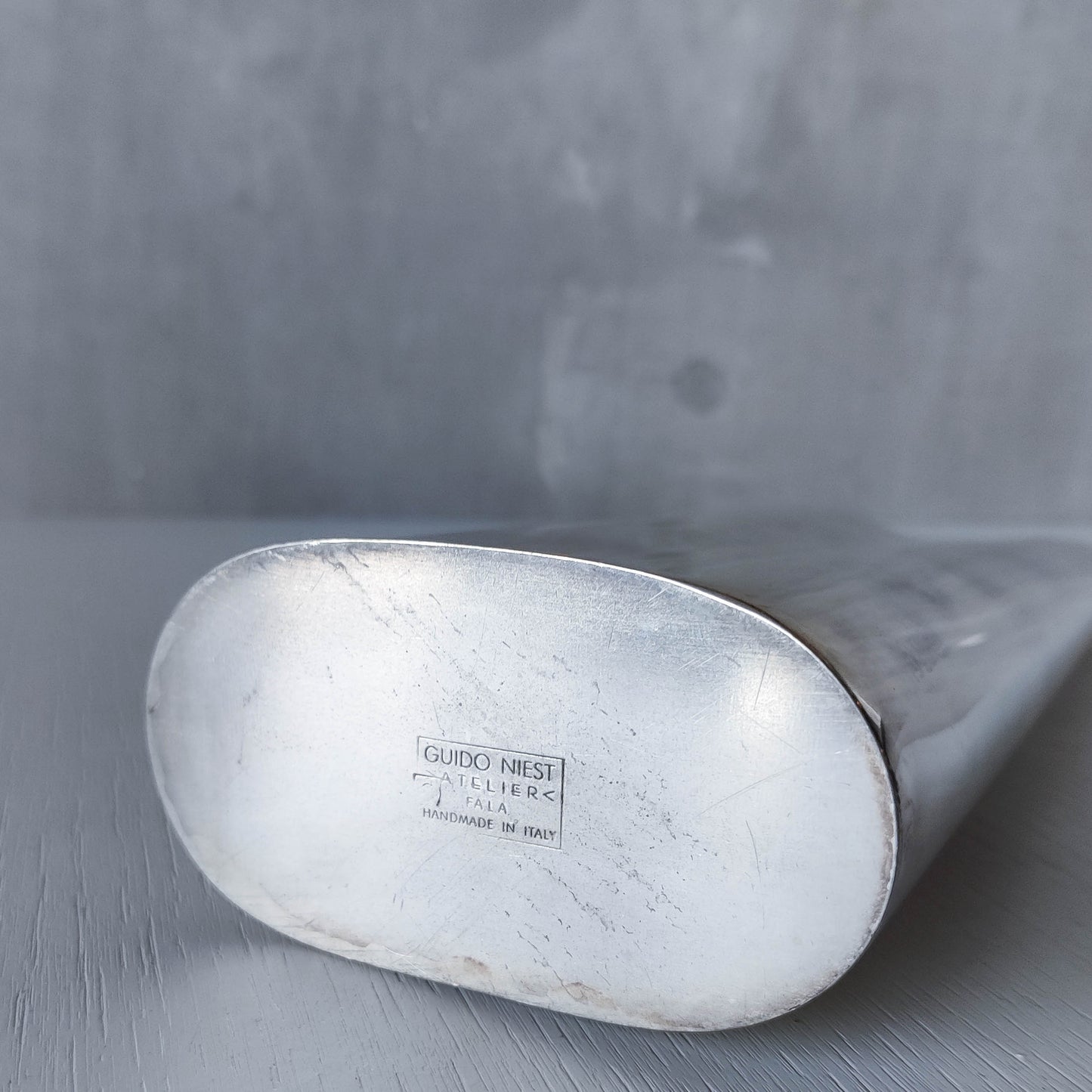 1980s Guido Niest Fala Atelier made in Italy silver plated modernist vase handmade Italy