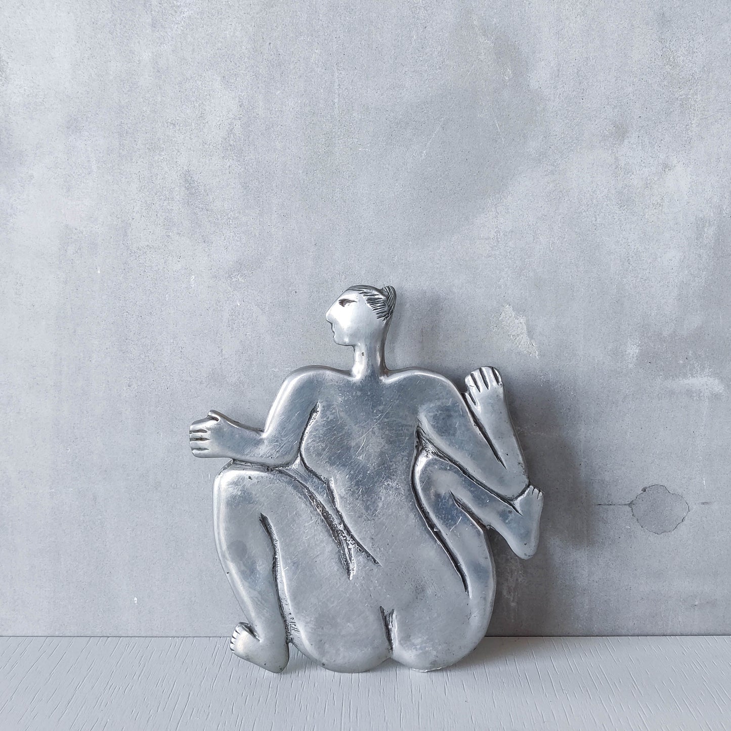 Vintage Carrol Boyes cast pewter whimsical figure nude trivet stand