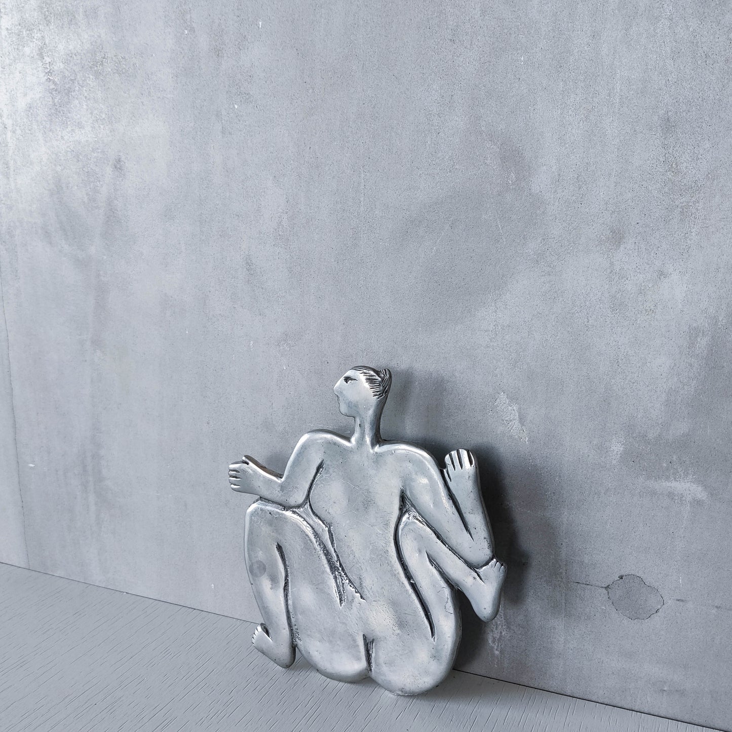 Vintage Carrol Boyes cast pewter whimsical figure nude trivet stand