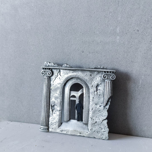 JJ Jonette vintage 1988 metaphysical style pewter figurative brooch