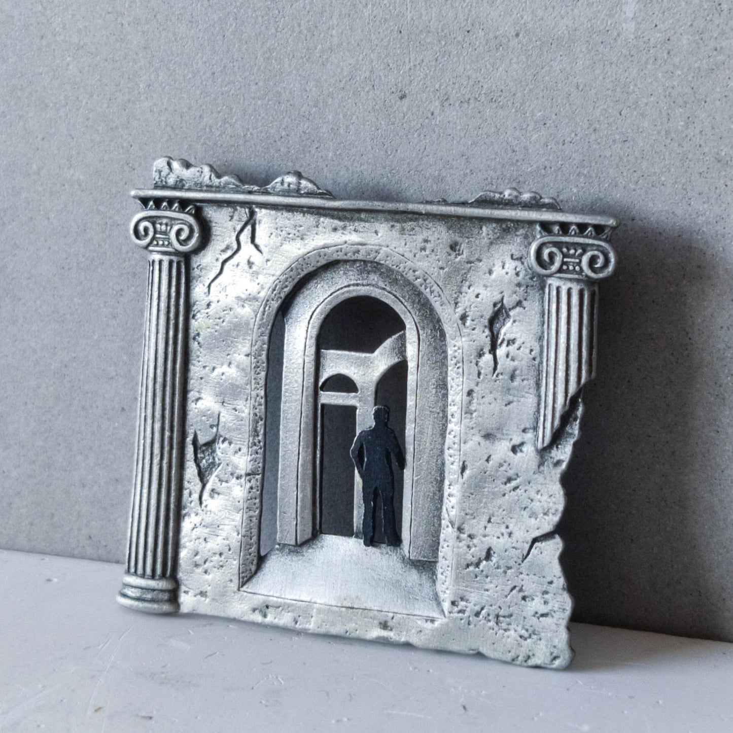 JJ Jonette vintage 1988 metaphysical style pewter figurative brooch