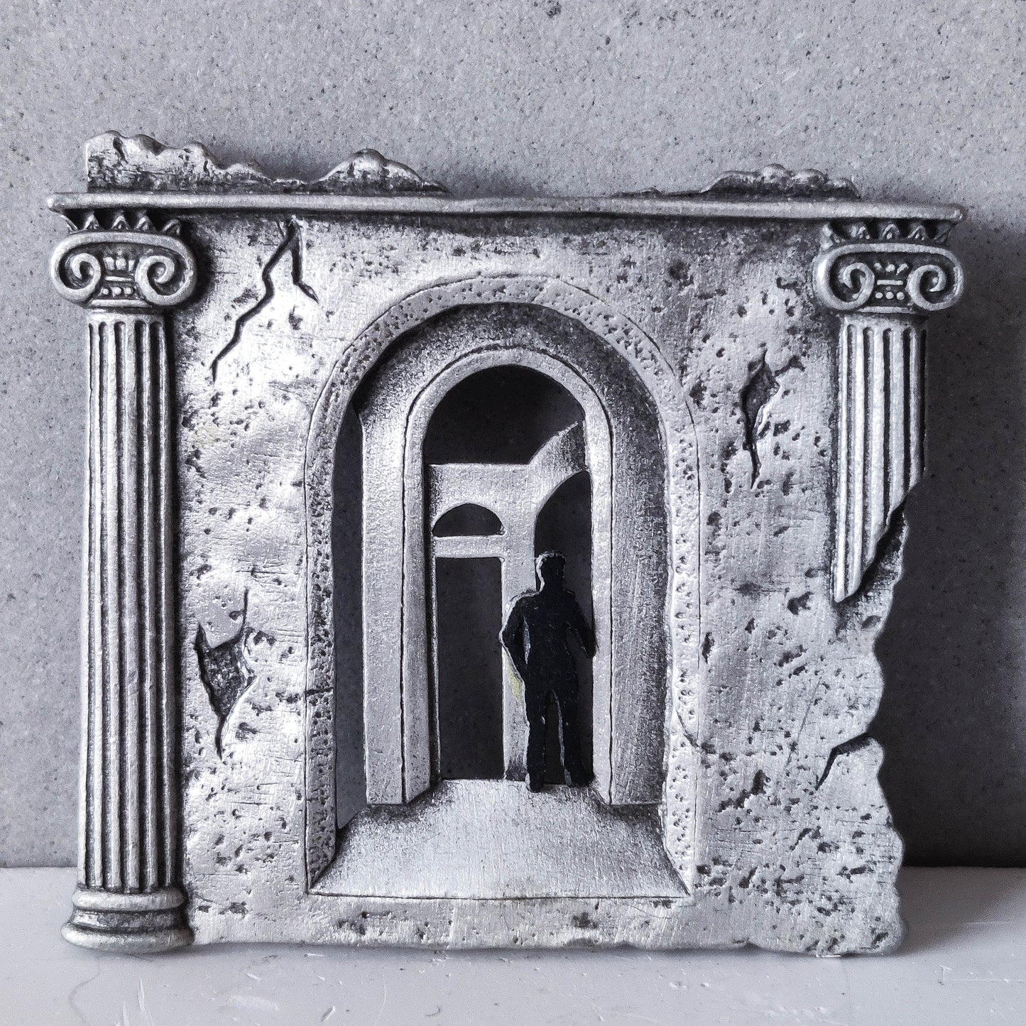 JJ Jonette vintage 1988 metaphysical style pewter figurative brooch