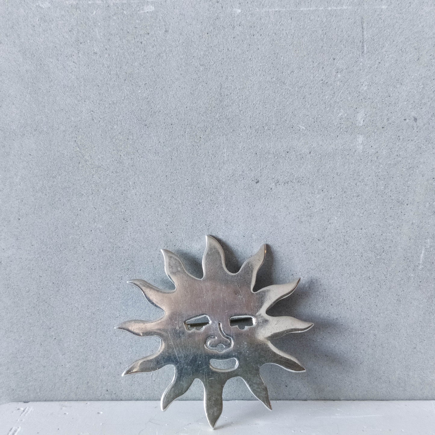 Vintage Taxco Mexico sterling silver sun face brooch