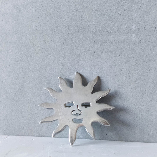 Vintage Taxco Mexico sterling silver sun face brooch