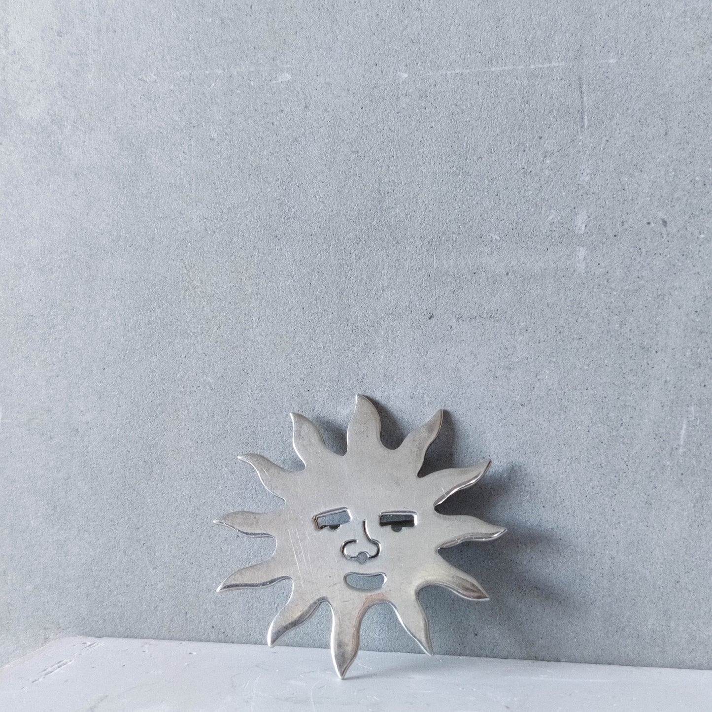 Vintage Taxco Mexico sterling silver sun face brooch
