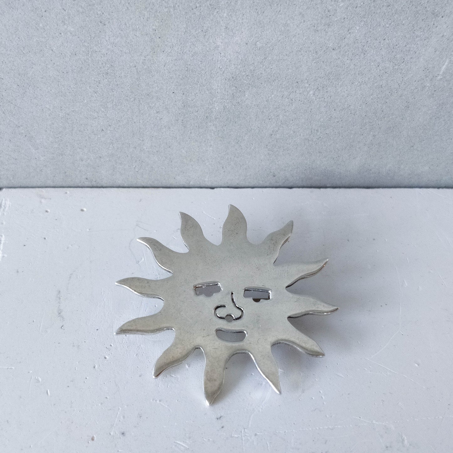Vintage Taxco Mexico sterling silver sun face brooch