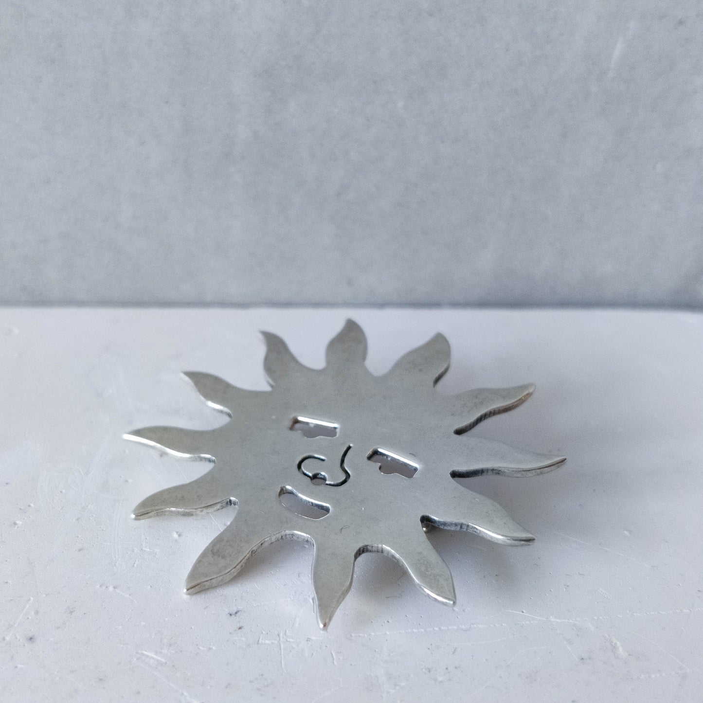 Vintage Taxco Mexico sterling silver sun face brooch