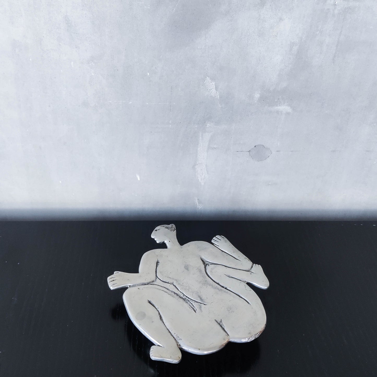 Vintage Carrol Boyes cast pewter whimsical figure nude trivet stand