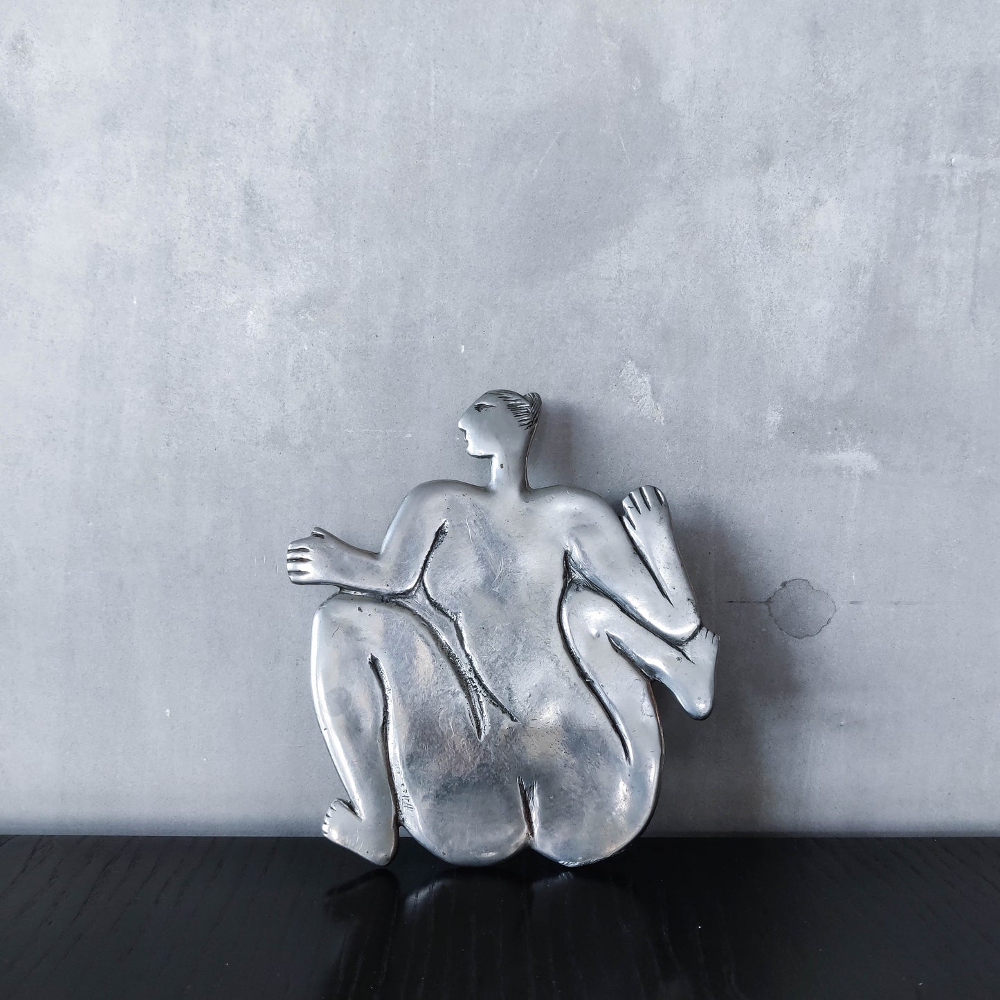 Vintage Carrol Boyes cast pewter whimsical figure nude trivet stand