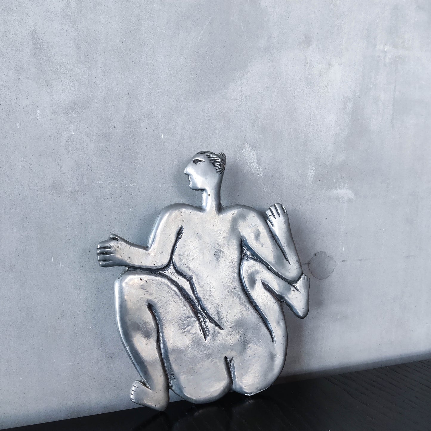 Vintage Carrol Boyes cast pewter whimsical figure nude trivet stand