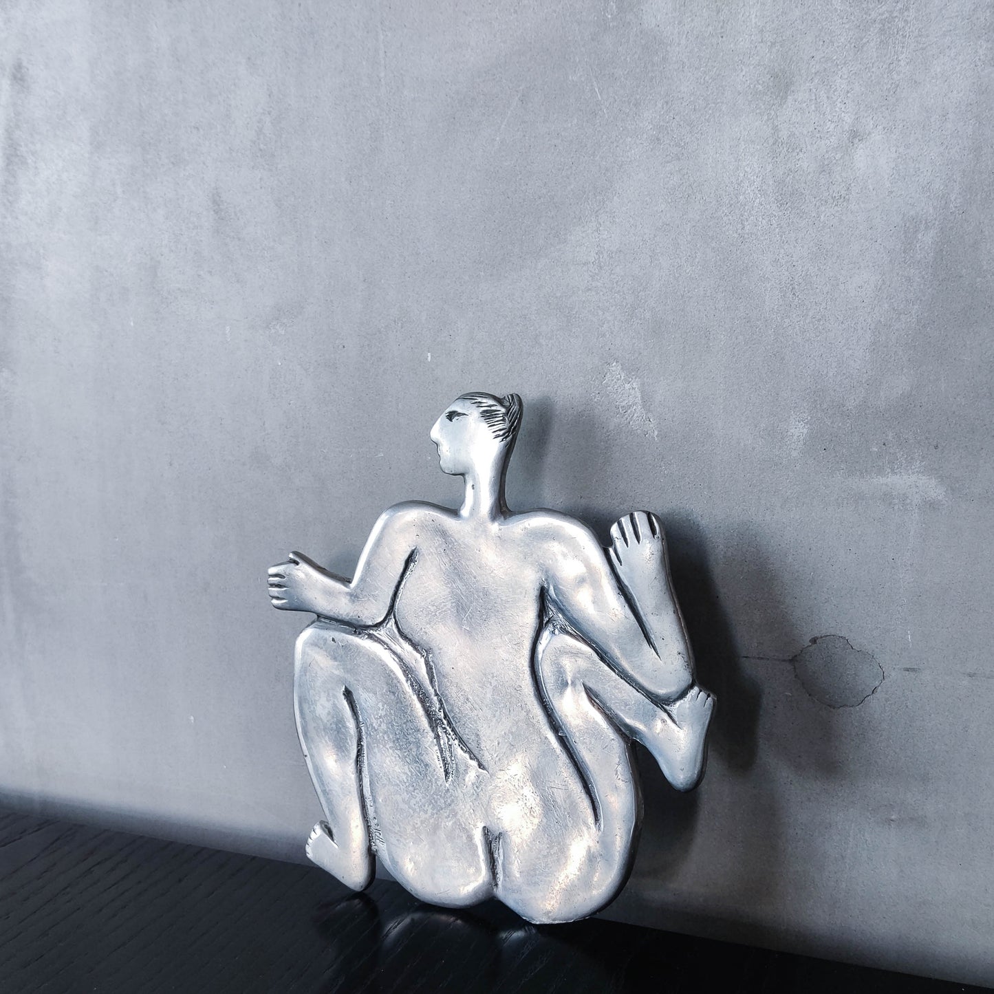 Vintage Carrol Boyes cast pewter whimsical figure nude trivet stand