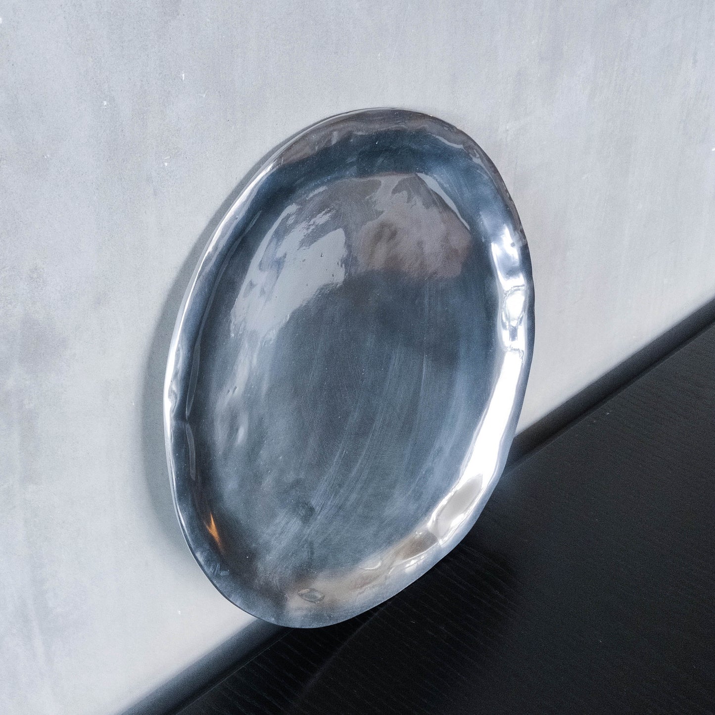 Izabel Lam vintage deadstock 1990s cast aluminium organic modernist platter centerpiece