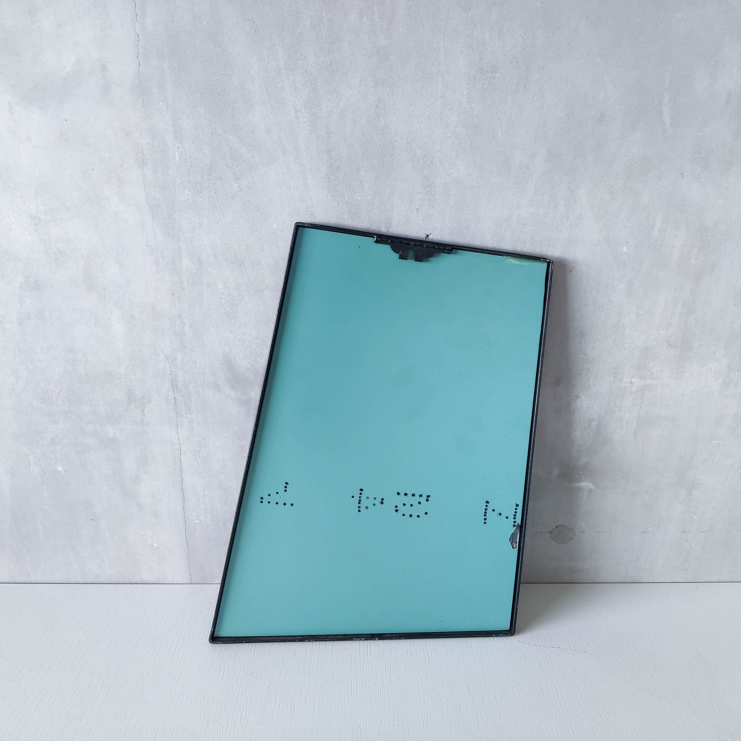 1990s handmade steel metalwork asymmetric mirror with candle sconce