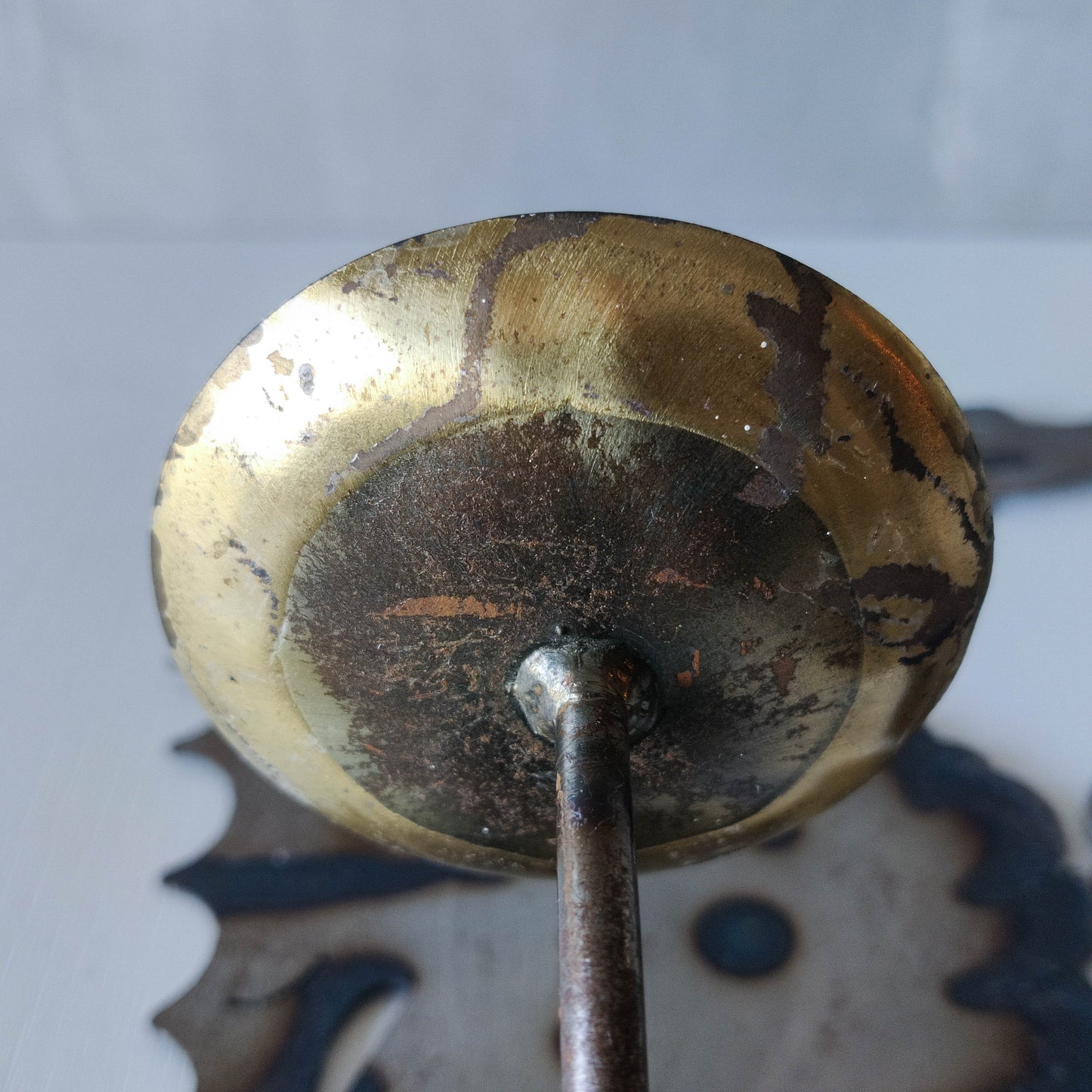 Pair of metalwork torched steel large seahorse sculptural wall sconces candle holders