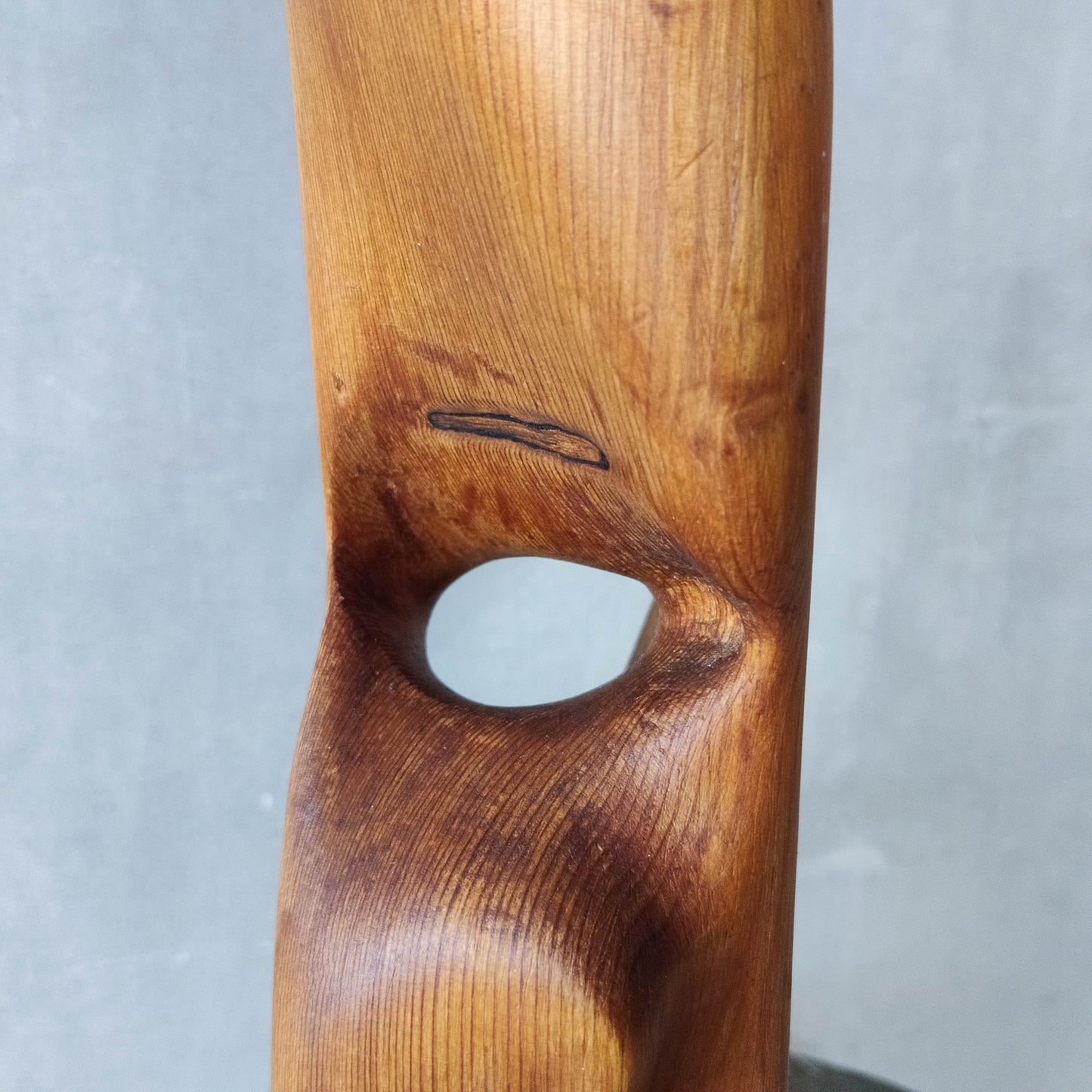 Vintage modernist carved wood organic abstract totem form sculpture