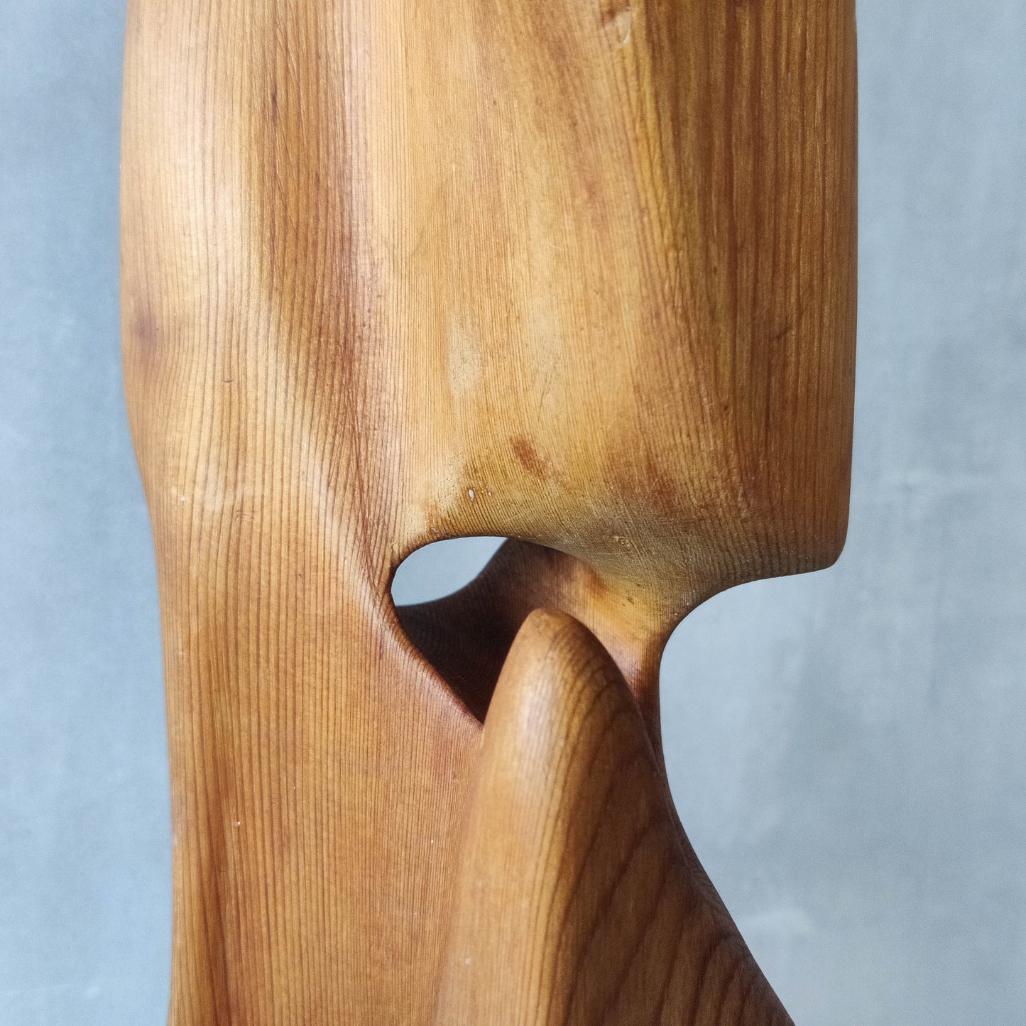 Vintage modernist carved wood organic abstract totem form sculpture