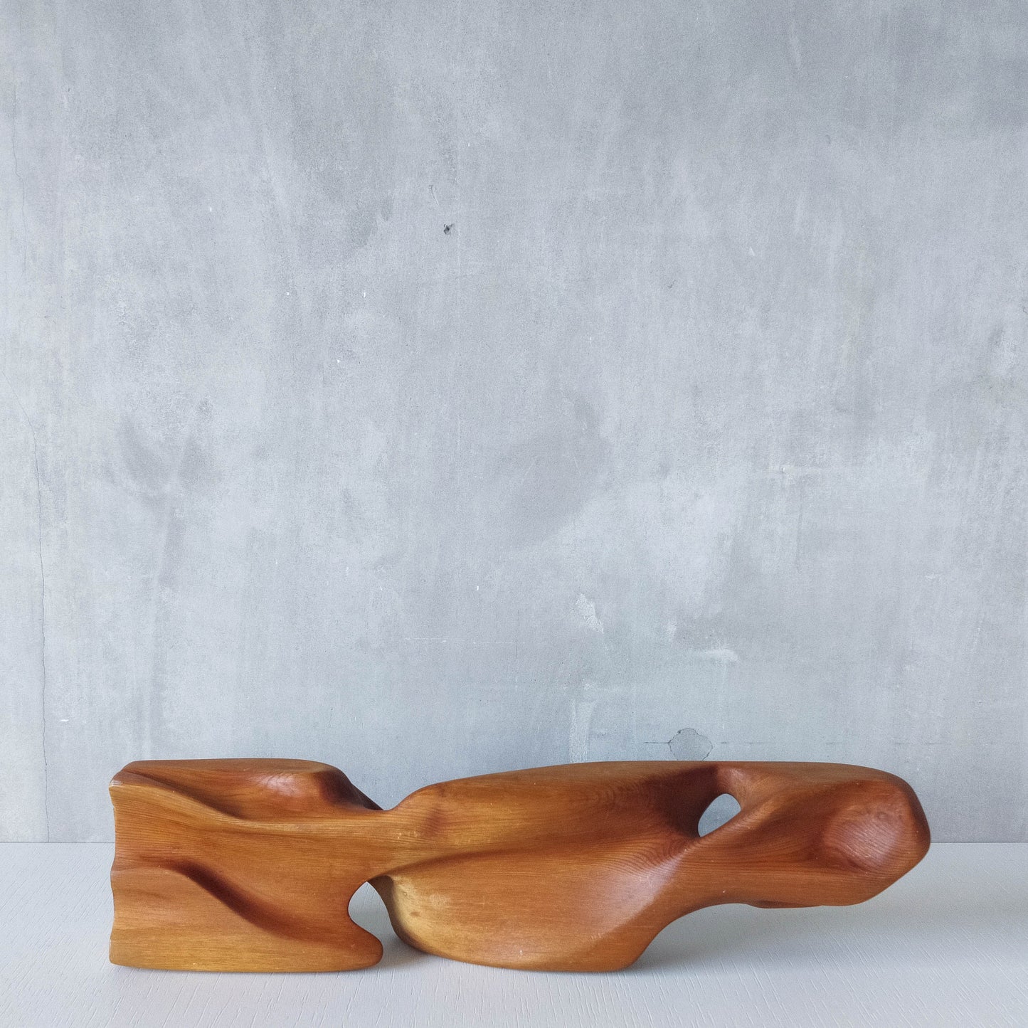 Vintage modernist carved wood organic abstract totem form sculpture