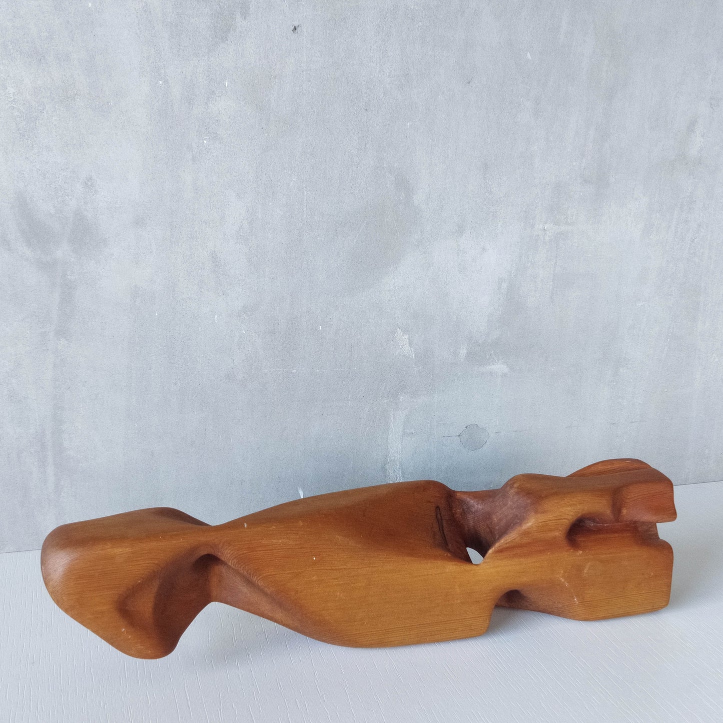 Vintage modernist carved wood organic abstract totem form sculpture