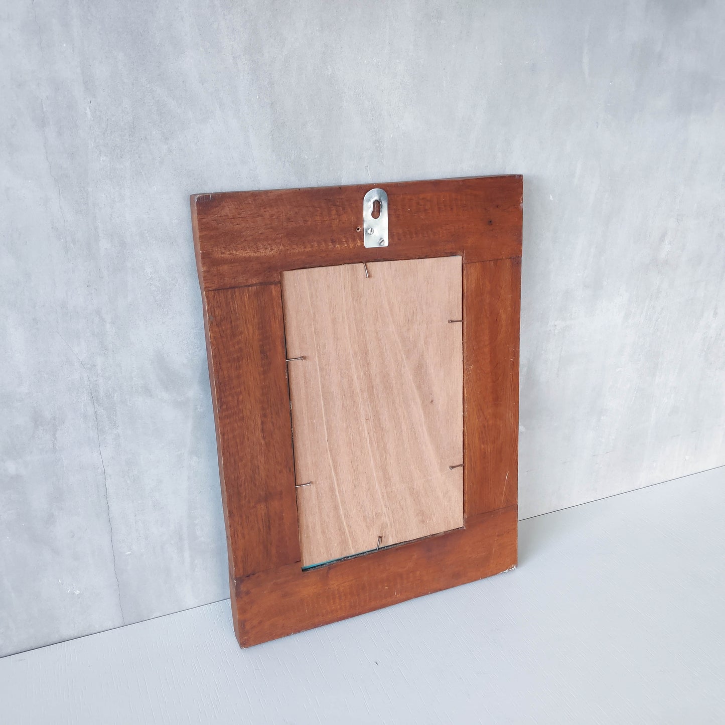 Vintage chunky solid hand carved hardwood wood spiral swirl sculptural mirror