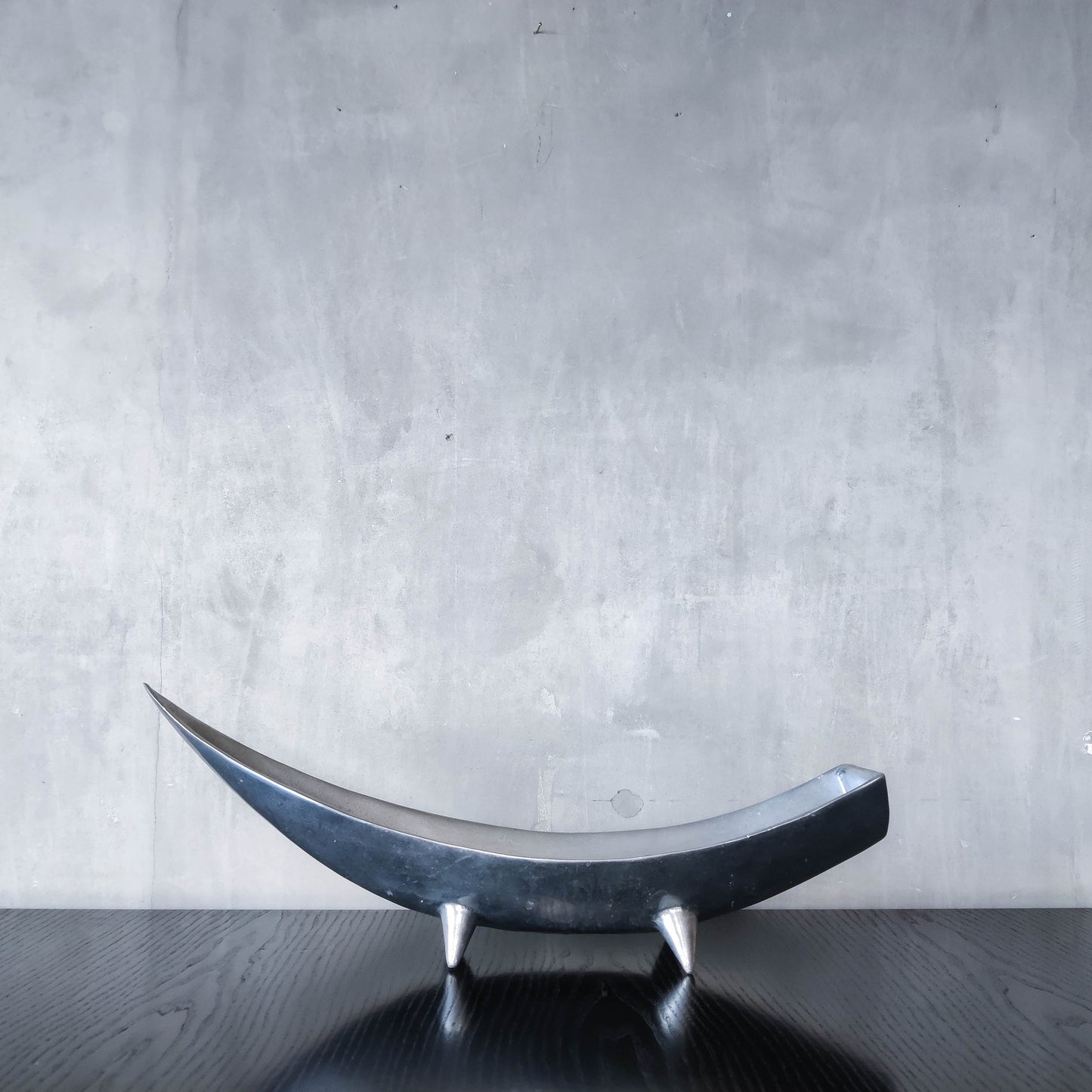 1990s cast aluminium sculptural large footed bowl centrepiece