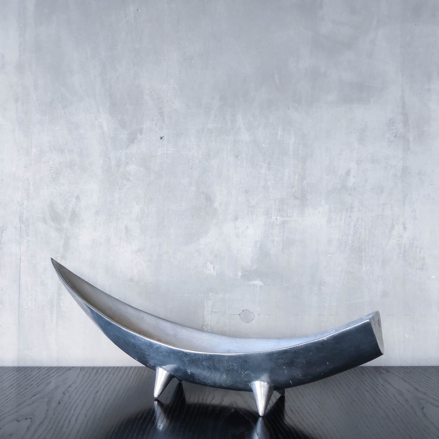 1990s cast aluminium sculptural large footed bowl centrepiece