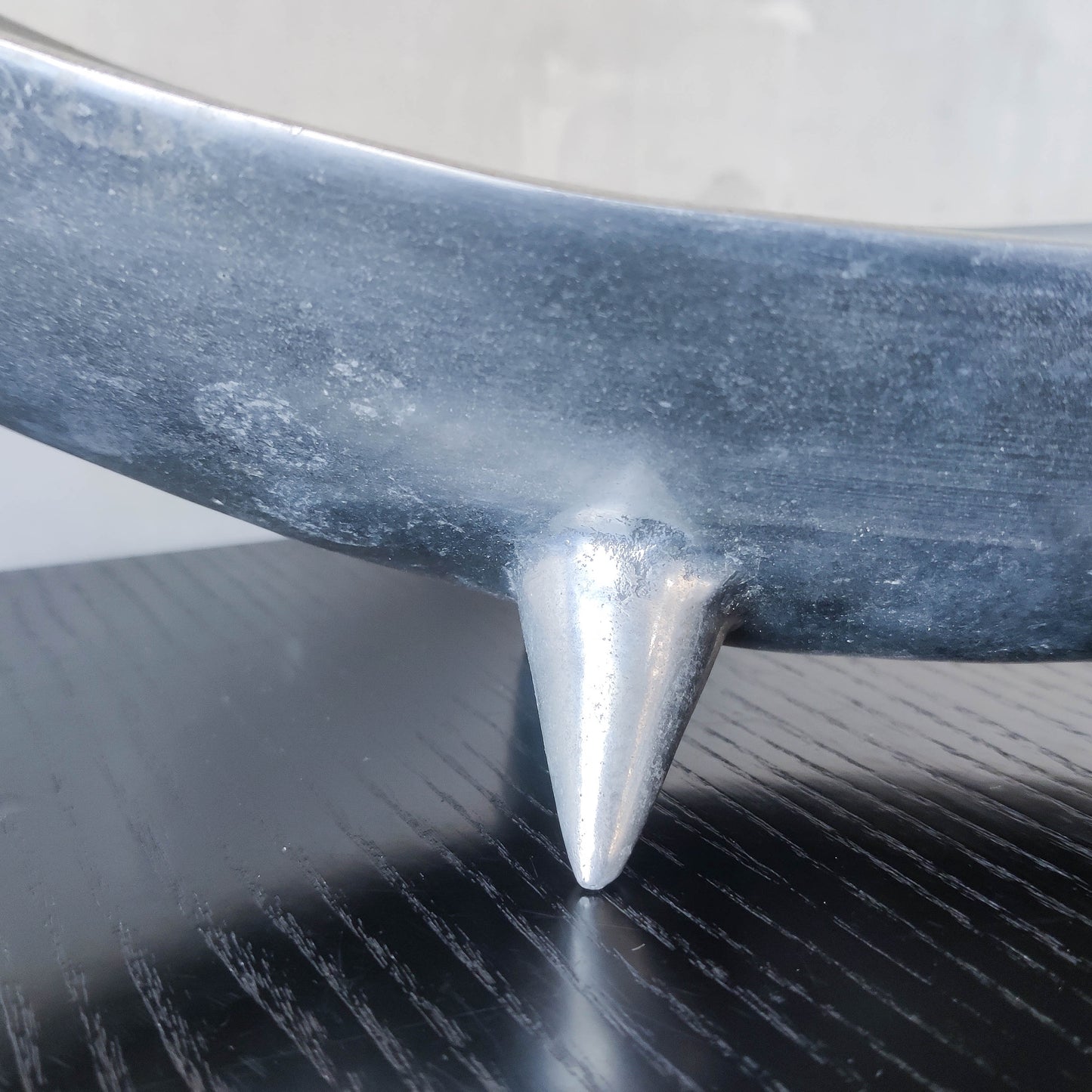 1990s cast aluminium sculptural large footed bowl centrepiece