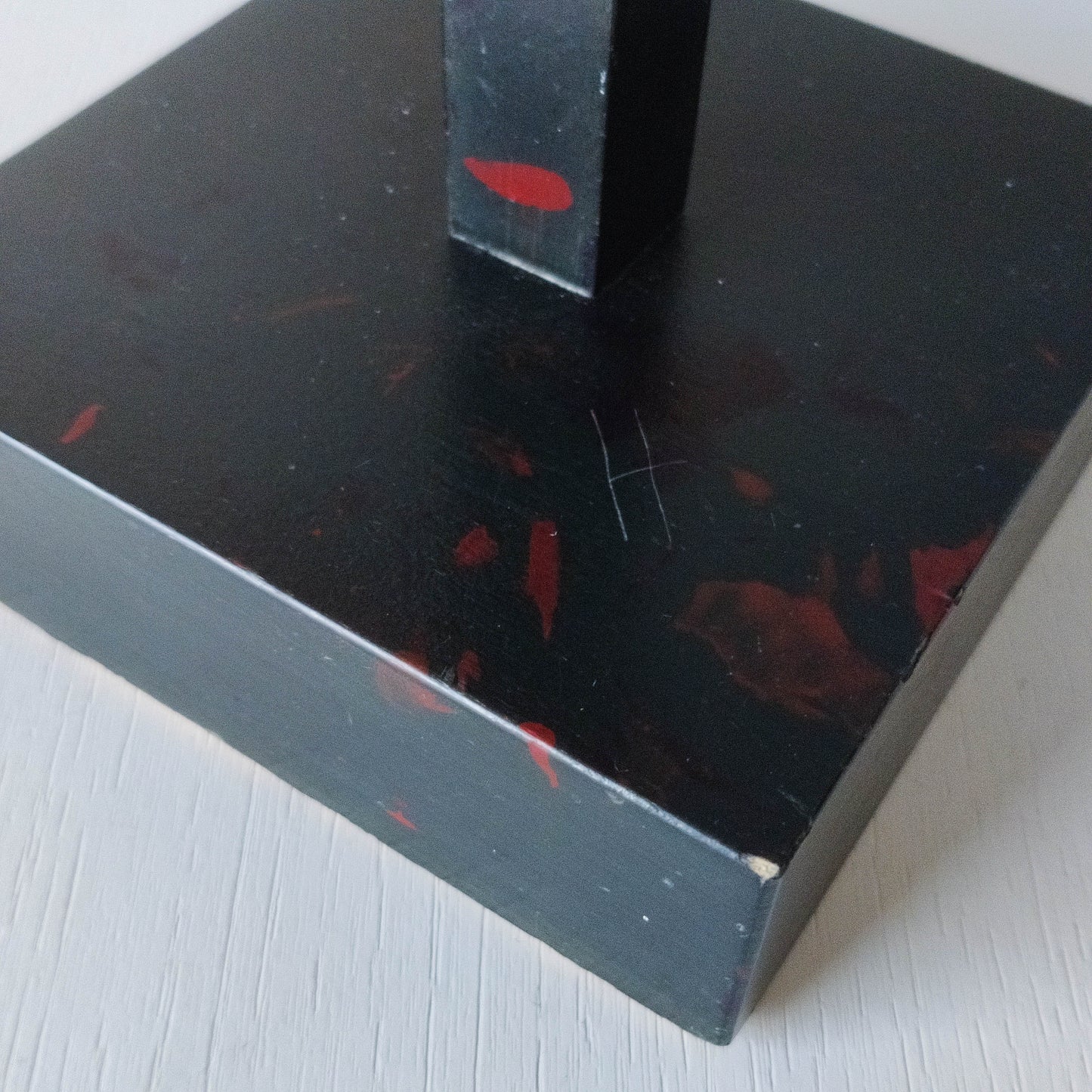 Handmade 1980s whimsical bow tie tabletop wooden painted mirror