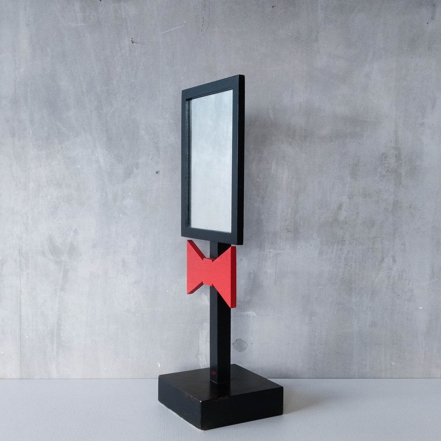 Handmade 1980s whimsical bow tie tabletop wooden painted mirror