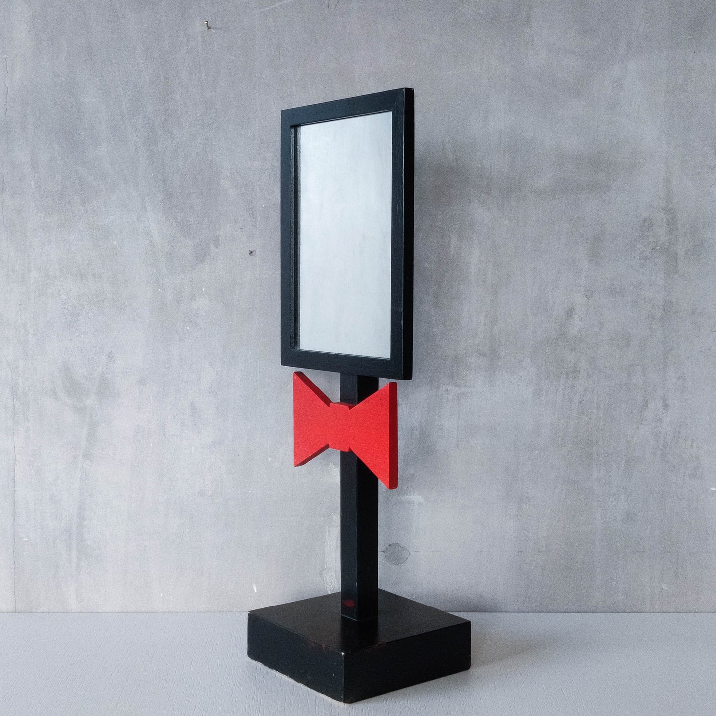 Handmade 1980s whimsical bow tie tabletop wooden painted mirror