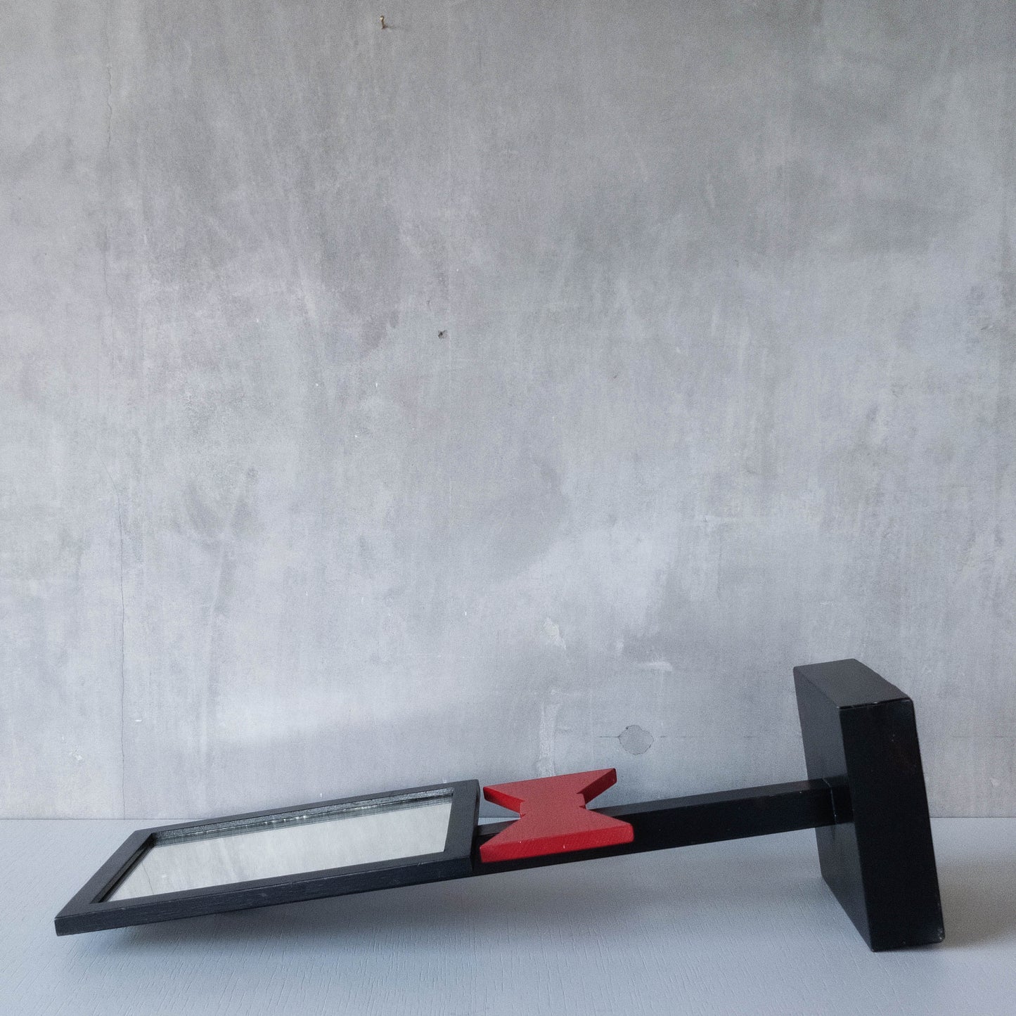 Handmade 1980s whimsical bow tie tabletop wooden painted mirror